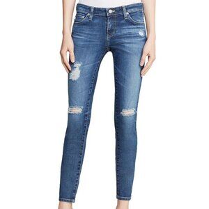 AG Adriano Goldschmied Skinny Ankle Jeans Distressed Blue 27